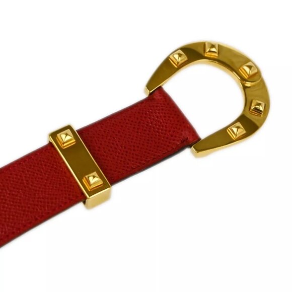 Hermes Red Courchevel Belt #70 Small Good - Picture 5 of 8